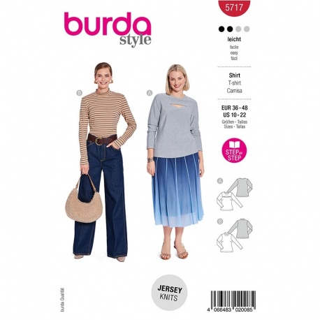 Patron Burda 5717 Chemises à Manches Longues 36-48