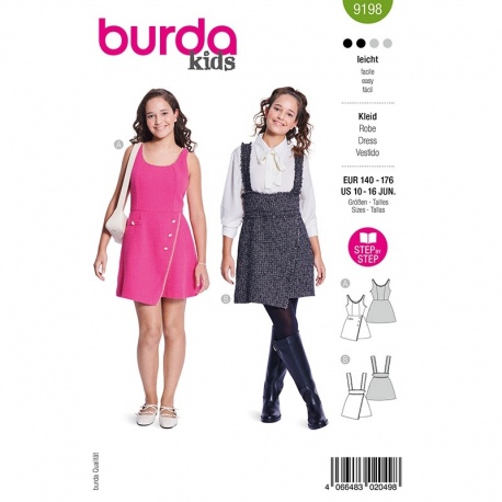 Patron Burda Kids 9198 Robe Jupe 140-176 Cm
