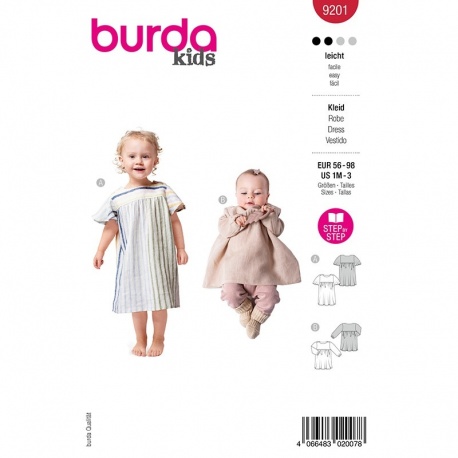 Patron Burda Kids 9201 Robes Pour Bebe 56-98 cm