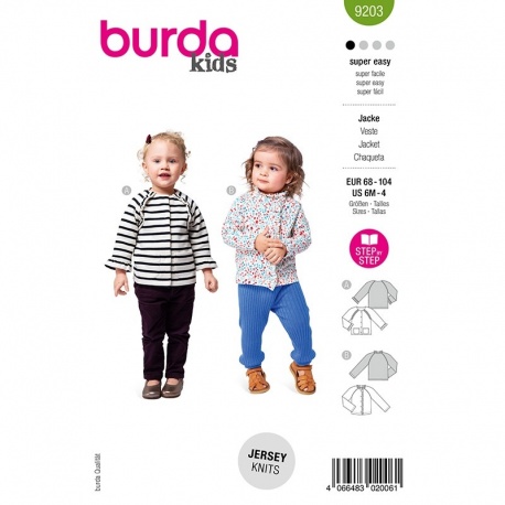 Patron Burda Kids 9203 Vestes 68-104 cm