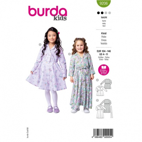 Patron Burda Kids 9206 Robes 104-146 cm