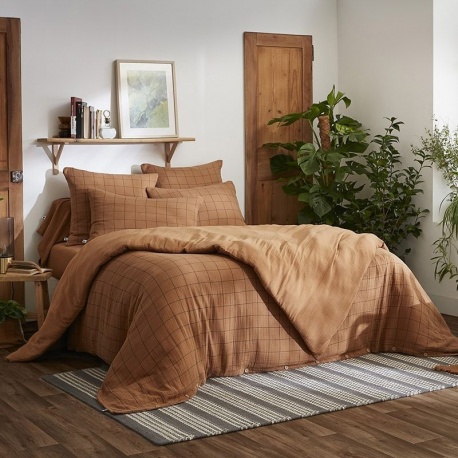 Linge de Lit Gaze de Coton Gaïa Match Camel - L'effet papillon