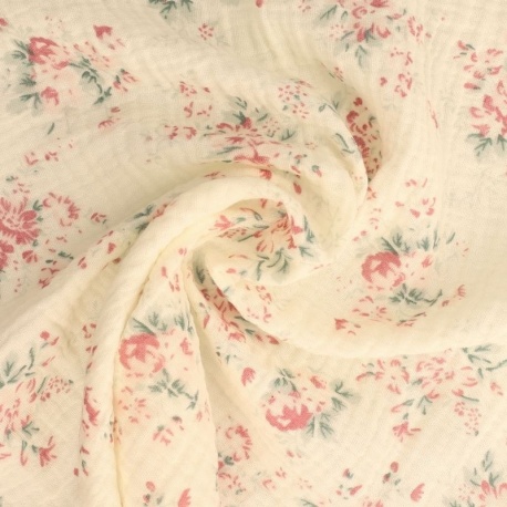 Tissu Fioretti Double Gaze Imprimée Fleurs