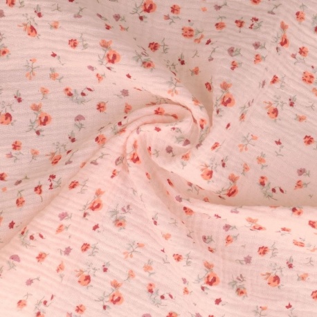 Tissu Fioretti Double Gaze Imprimée Rose