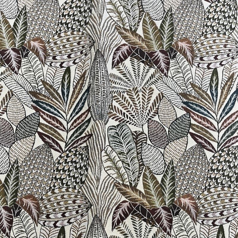 Tissu Jacquard Imprimé Egypte Blanc 