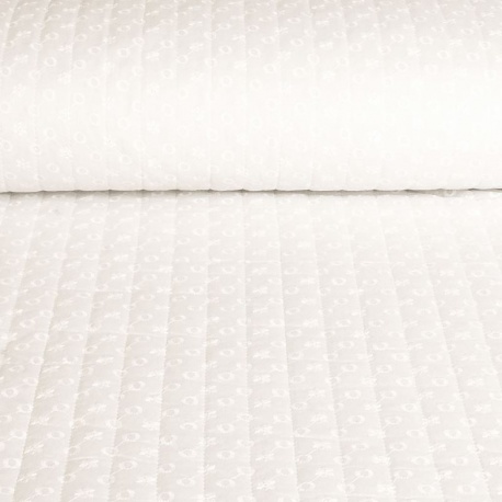 Tissu Broderie Anglaise Matelassé Simple Face Blanc