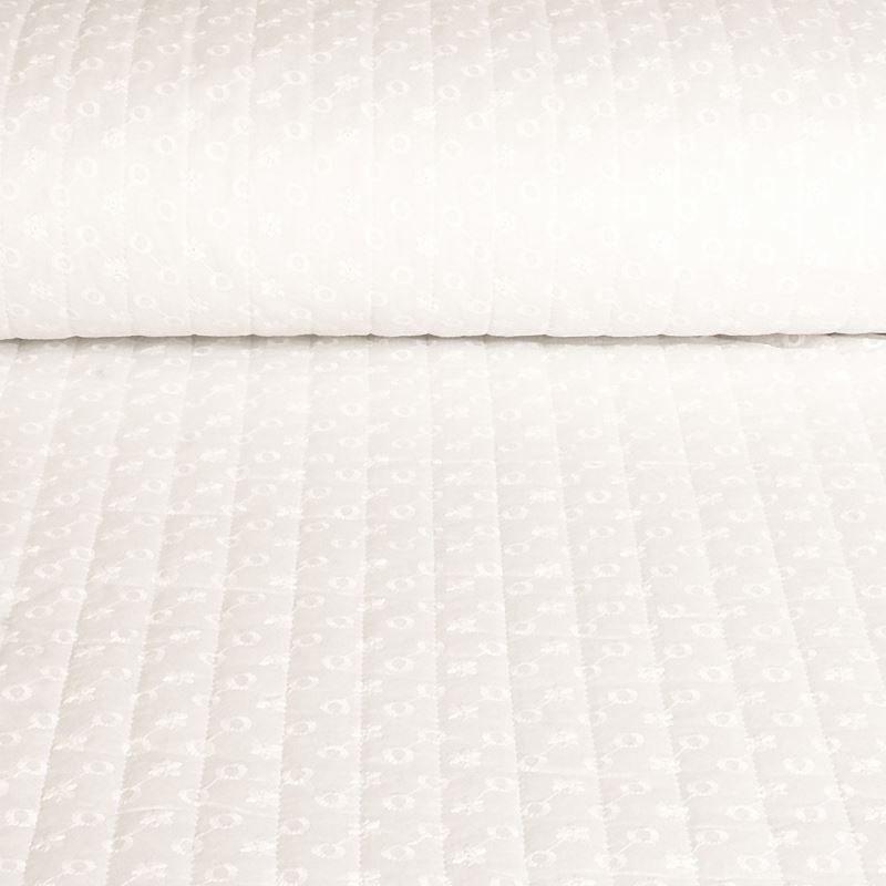 Tissu Broderie Anglaise Matelassé Simple Face Blanc