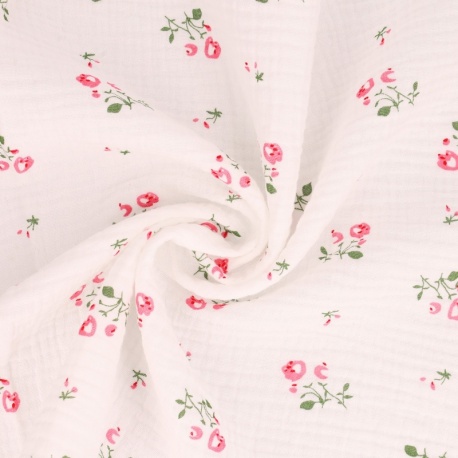 Tissu Double Gaze Imprimée Fleurs