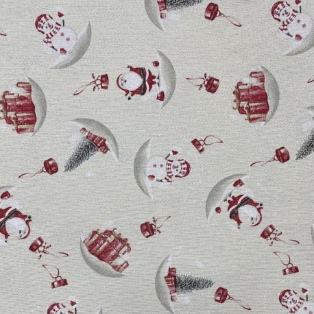 Tissu Noël Imprimé Cold Bonhomme de Neige Lurex Or