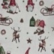 Tissu Noël Imprimé David Lutin et cerf Lurex Or 