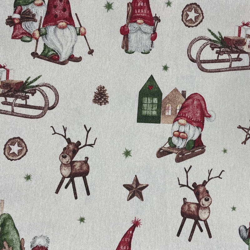 Tissu Imprimé David Lutin et cerf Lurex Or 