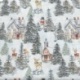 Tissu Jacquard Kiruna  Sapin et maison Lurex Argent
