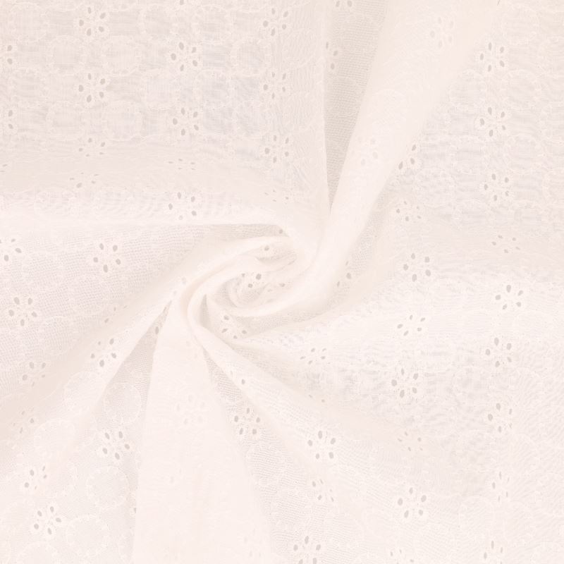 Tissu Broderie Anglaise Coton Divio Blanc