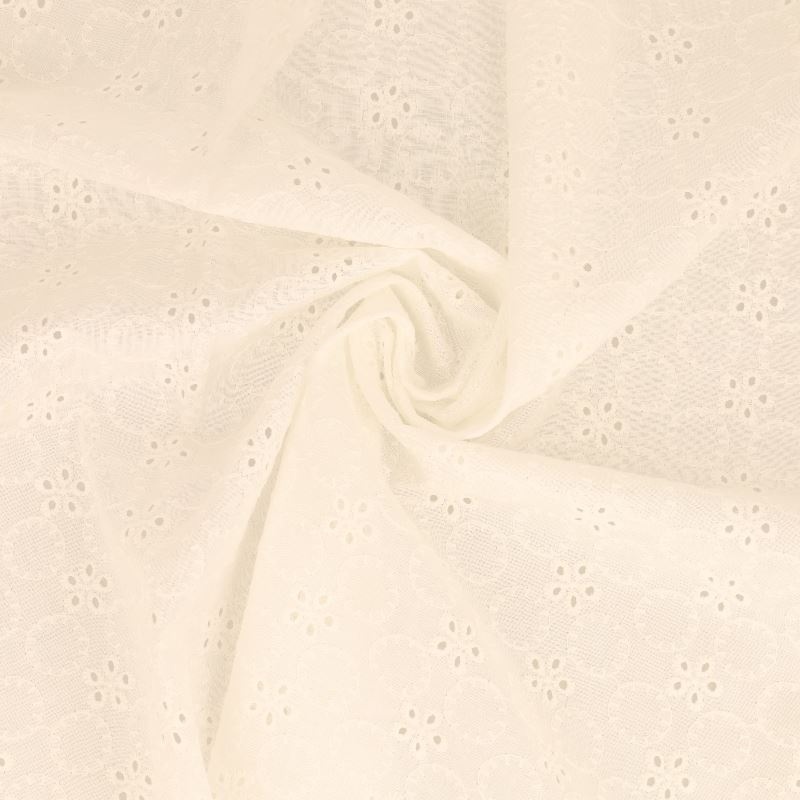 Tissu Broderie Anglaise Coton Divio Ivoire