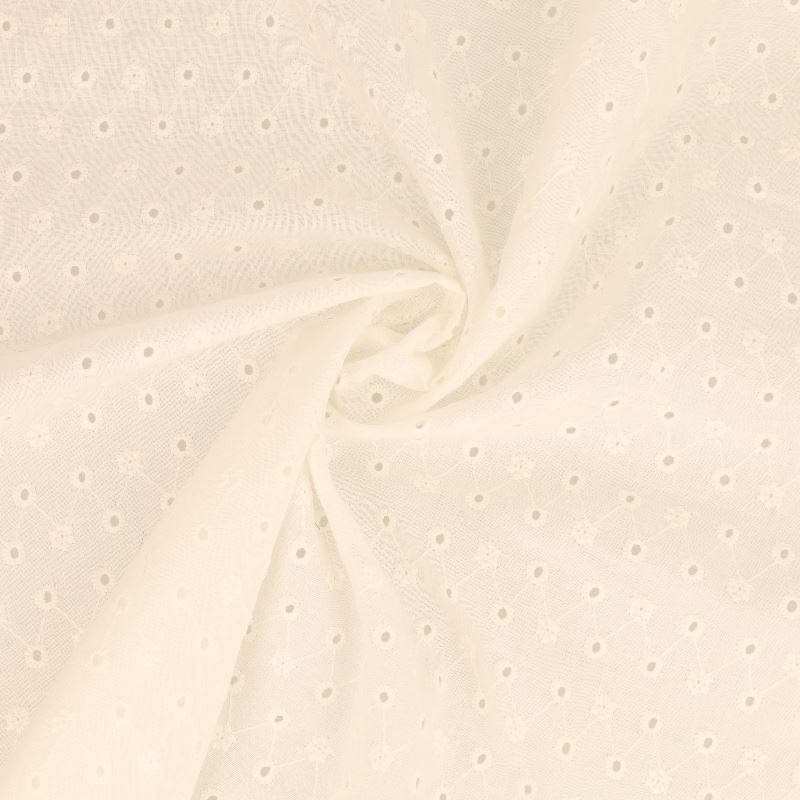 Tissu Broderie Anglaise Coton Baelo Ivoire 