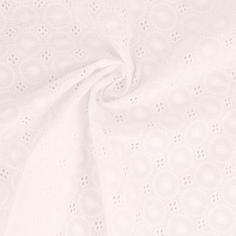 Tissu Broderie Anglaise Coton Ameria Blanc