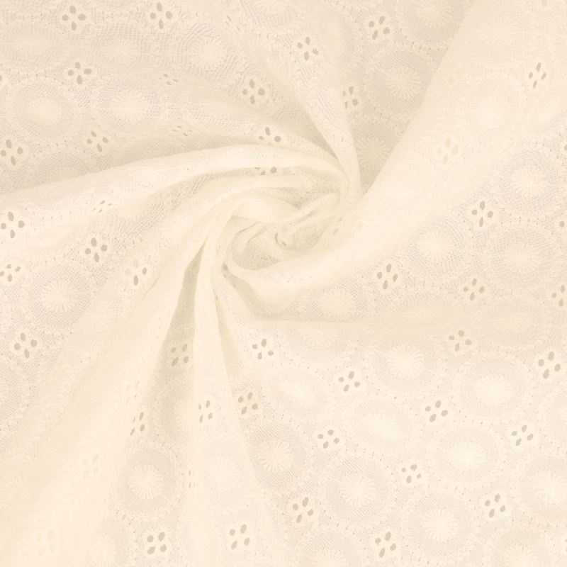 Tissu Broderie Anglaise Coton Ameria Ivoire