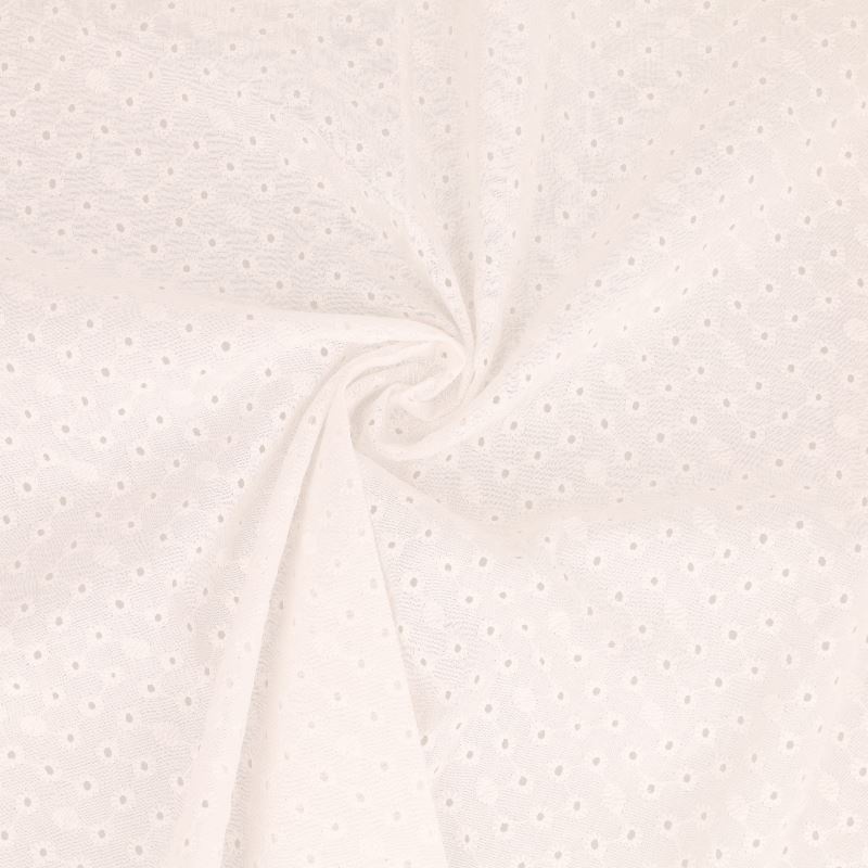 Tissu Broderie Anglaise Coton  Nola Blanc 