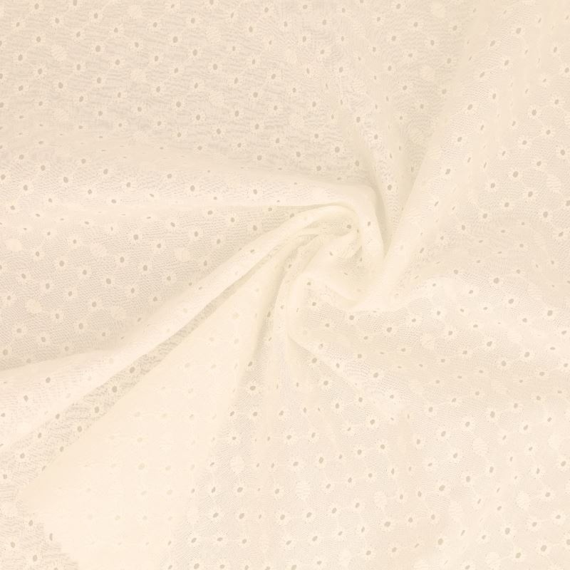Tissu Broderie Anglaise Coton Nola Ivoire 