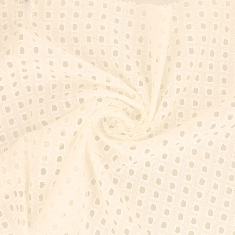 Tissu Broderie Anglaise Coton Lutosa Ivoire 