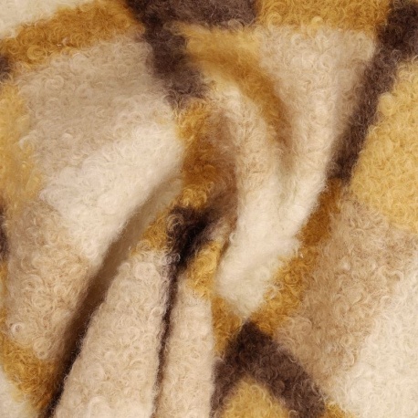 Tissu Bouclette Carreaux Curry 