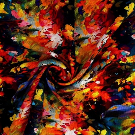 Tissu Viscose Impression Digitale Peinture Multico