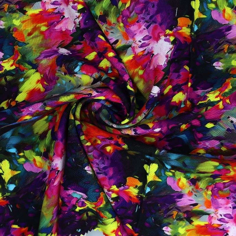 Tissu Viscose Impression Digitale Floral Multicolore