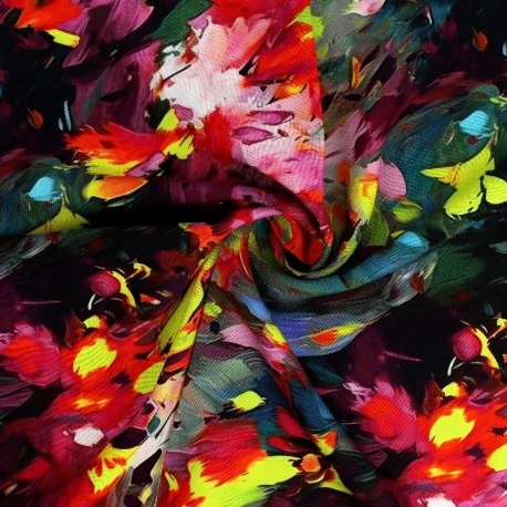 Tissu Viscose Impression Digitale Fleur Multicolore