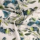 Tissu Popeline de Coton Impression Digitale Floral Bleu et Vert