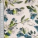 Tissu Popeline de Coton Impression Digitale Floral Bleu et Vert