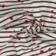 Tissu Popeline de Coton Impression Digitale Rayé Cerise