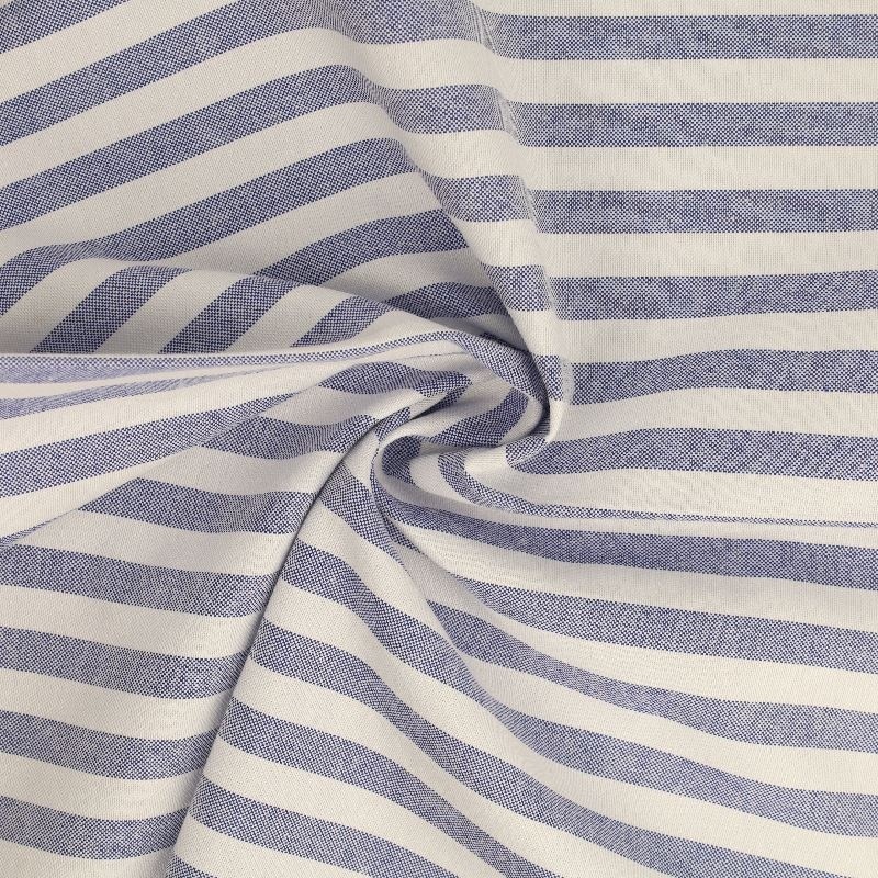 Tissu Chemise Coton lin Grande Rayure Bleu