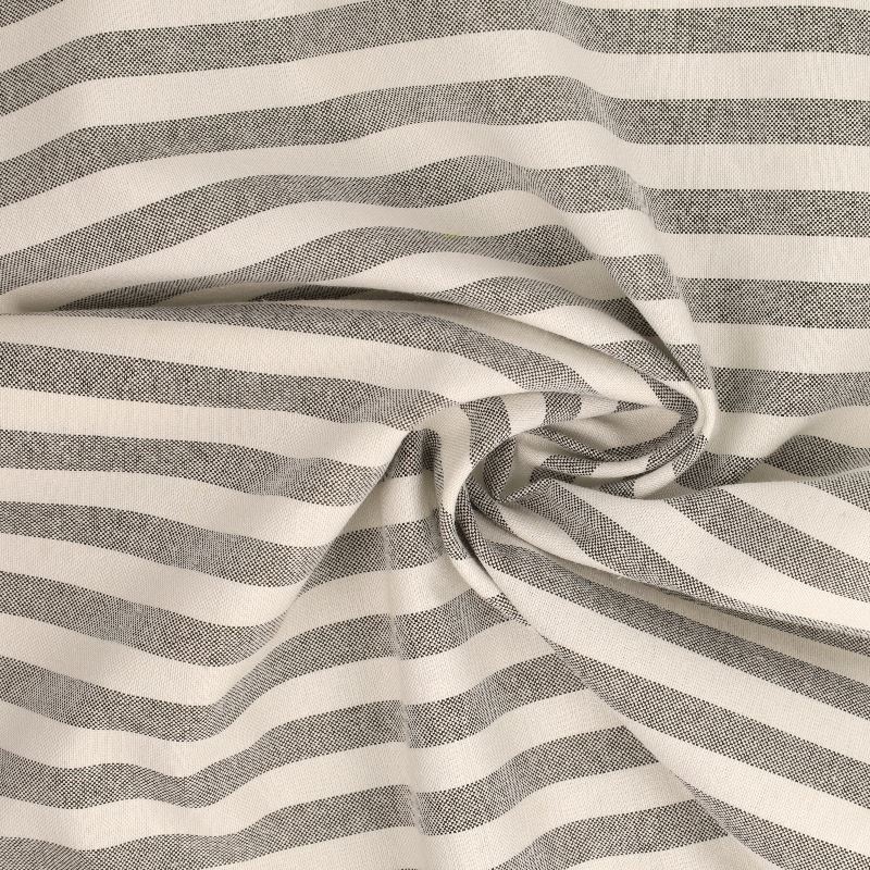 Tissu Chemise Coton lin Grande Rayure Gris 