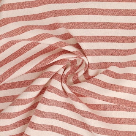Tissu Chemise Coton lin Grande Rayure Rouille 
