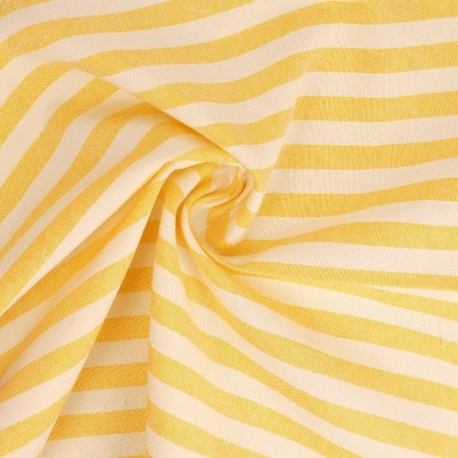 Tissu Chemise Coton lin Grande Rayure Jaune