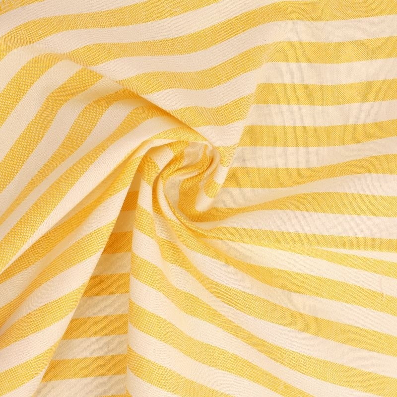 Tissu Chemise Coton lin Grande Rayure Jaune
