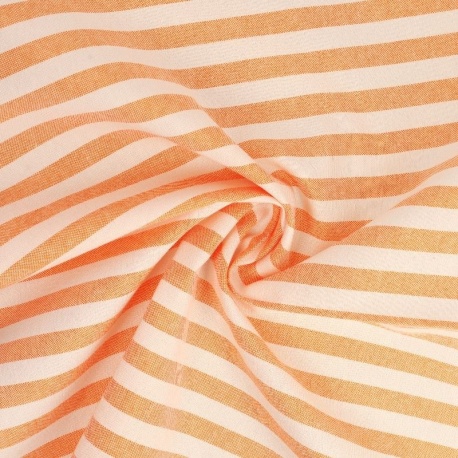 Tissu Chemise Coton lin Grande Rayure Orange