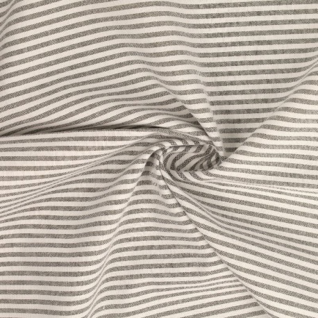 Tissu Chemise Coton lin Fine Rayure Gris 