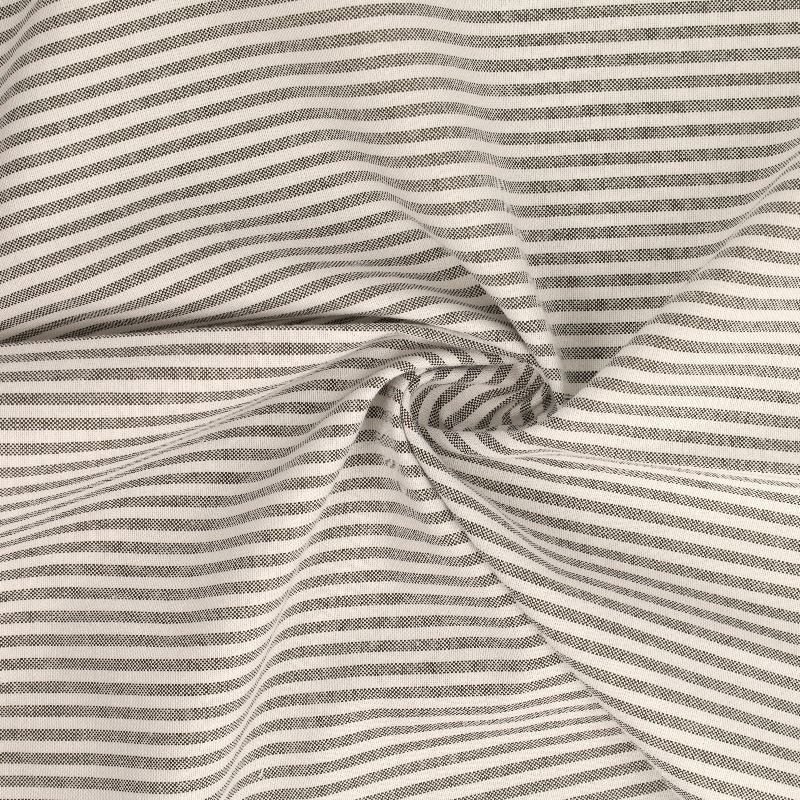Tissu Chemise Coton lin Fine Rayure Gris 
