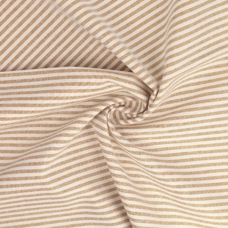 Tissu Chemise Coton lin Fine Rayure Beige 