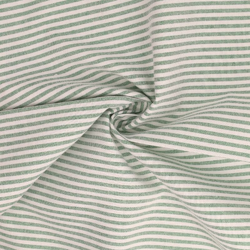 Tissu Chemise Coton lin Fine Rayure Vert 