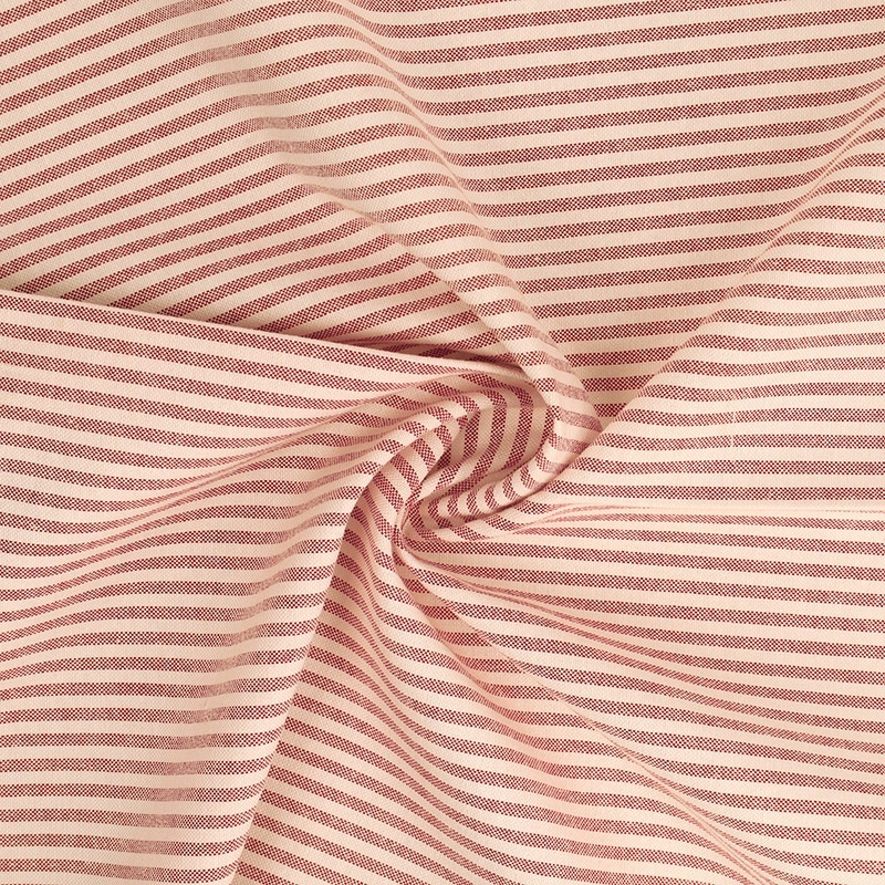 Tissu Chemise Coton lin Fine Rayure Rouille