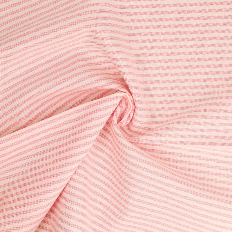 Tissu Chemise Coton lin Fine Rayure Rose 