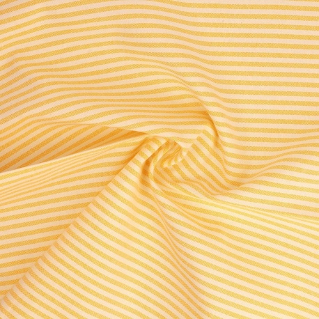 Tissu Chemise Coton lin Fine Rayure Jaune
