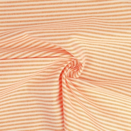 Tissu Chemise Coton lin Fine Rayure Orange 