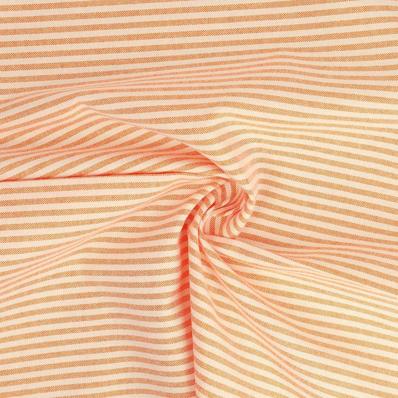 Tissu Chemise Coton lin Fine Rayure Orange 