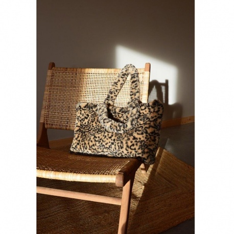 Sac Fausse Fourrure Leopard Beige