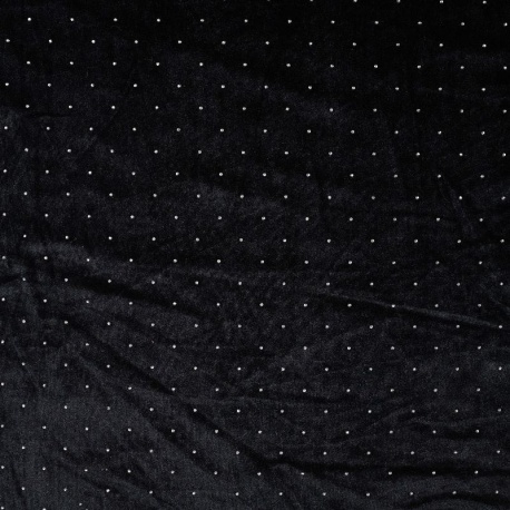 Tissu Velours Lisse Noir Avec Strass