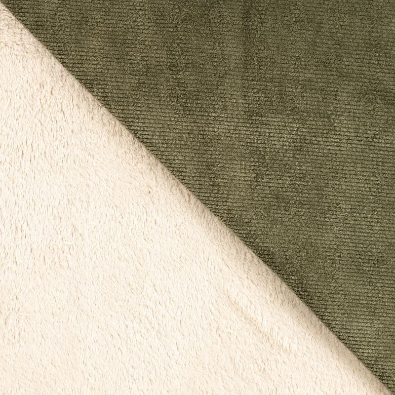 Tissu Velours Côtelé Kaki Double Face Sherpa