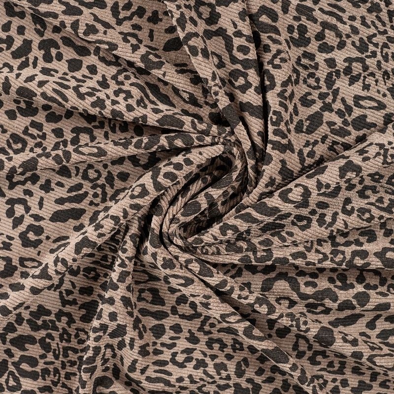 Tissu Velours Côtelé Imprimé Léopard Pierre 